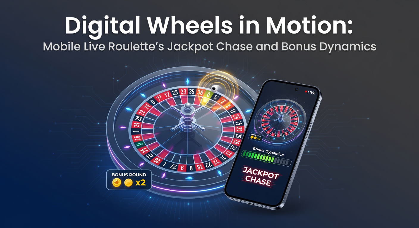 Vibrant mobile screen displaying a live roulette wheel in motion, with glowing jackpot meters climbing and bonus icons flashing during a high-stakes spin