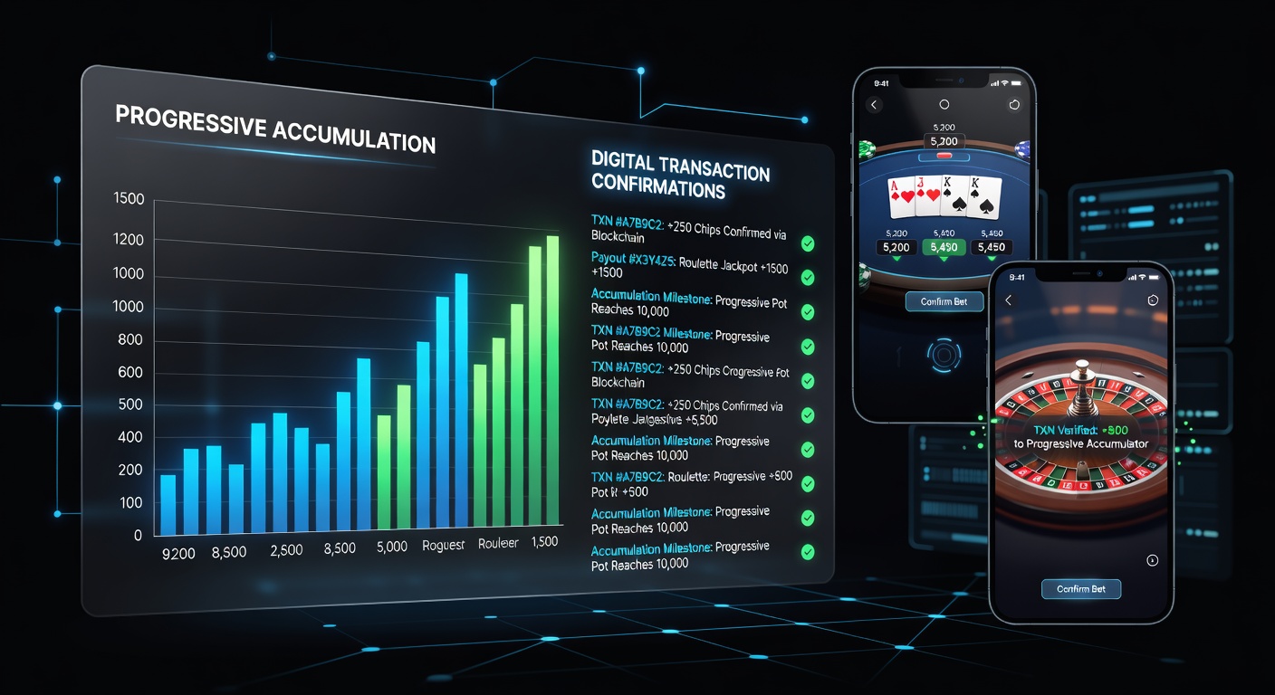 Analytics dashboard showing progressive accumulation trends linked to confirmed mobile transactions in poker and roulette