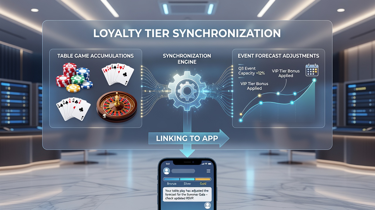 Mobile app screen displaying synchronized loyalty points adjusting event forecast sliders in real time