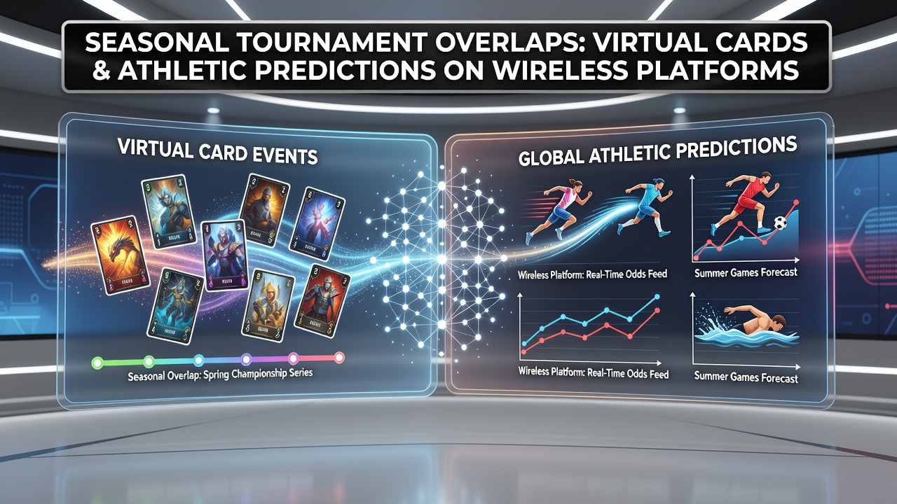 Mobile app interface showing overlapping virtual card tournaments and sports prediction sections during peak seasonal periods